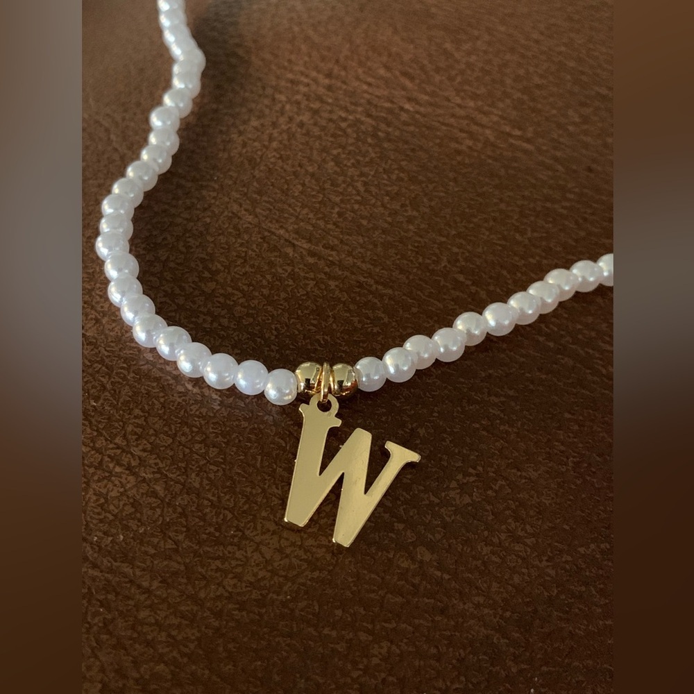 Letter “W” on Faux pearl Necklace